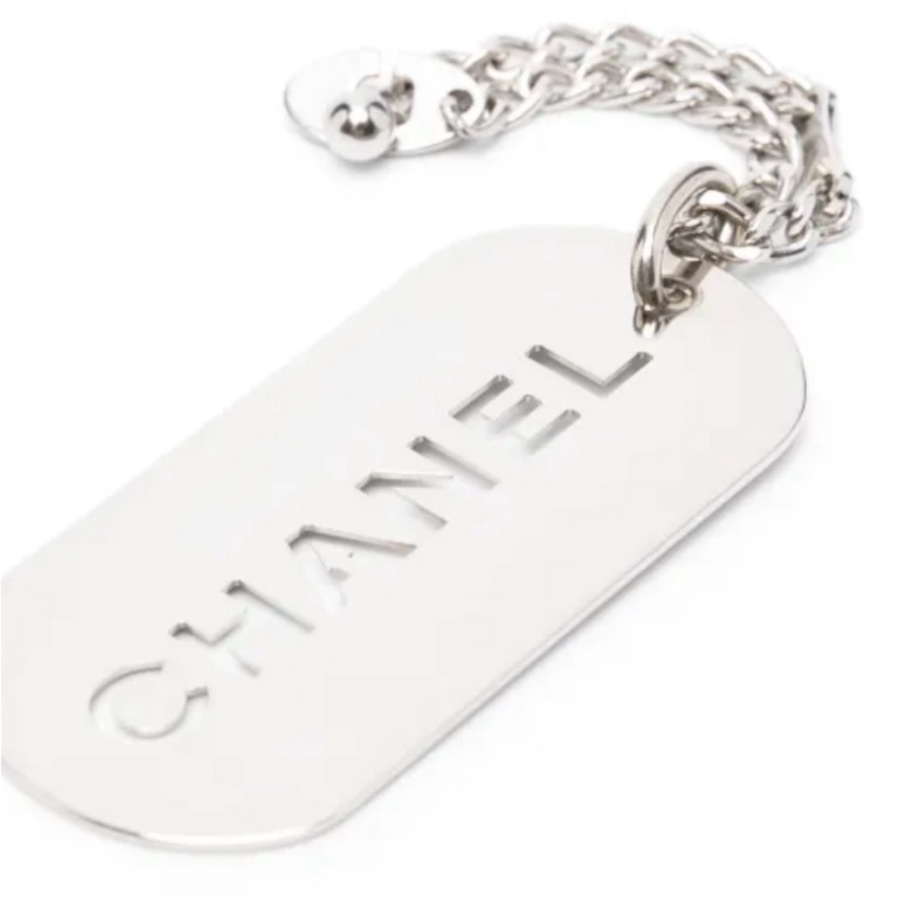 CHANEL Silver Engraved Dog Tag Bag Charm/Key Chain/Necklace - Picture 2 of 7